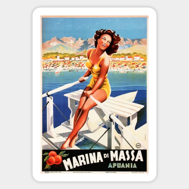 MARINA DI MASSA Apuania ENIT Vintage Italian Travel Art Sticker by vintageposters